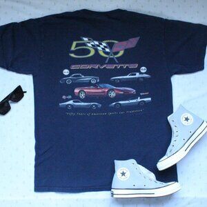 "50 corvette" racer graphic tee navy